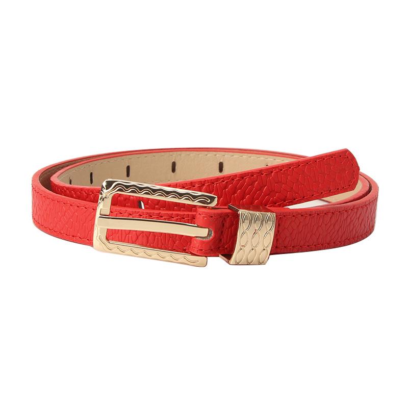Women's Retro Fashion Thin Leather Belt with Pin Buckle and Pattern Decoration - Versatile Summer Accessory