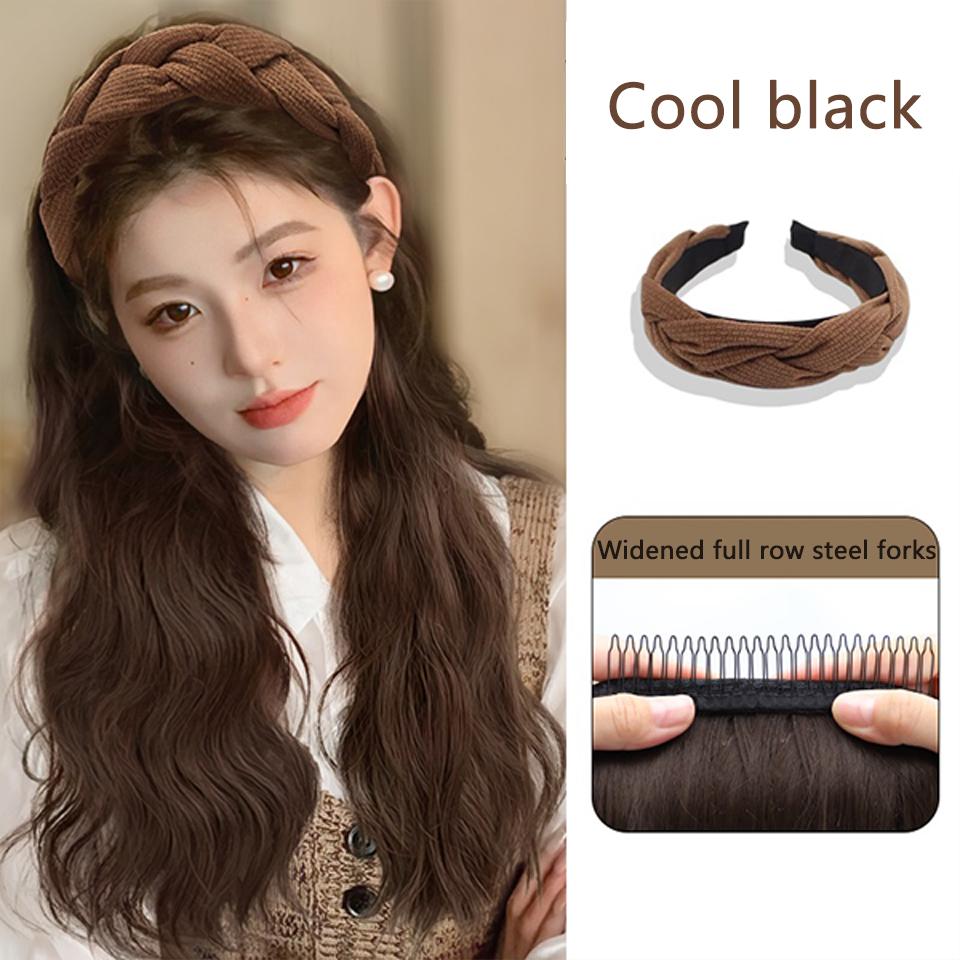 

Синтетический парик с повязкой на голову, натуральный бесшовный зажим для наращивания волос, длинный волнистый женский парик, натуральный термостойкий полупарик для женщин