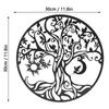 Tree Of Life Wall Art 11.8in Round Decorative Metal Wall Plaque For Living Room Bedroom Indoor Outdoor Black