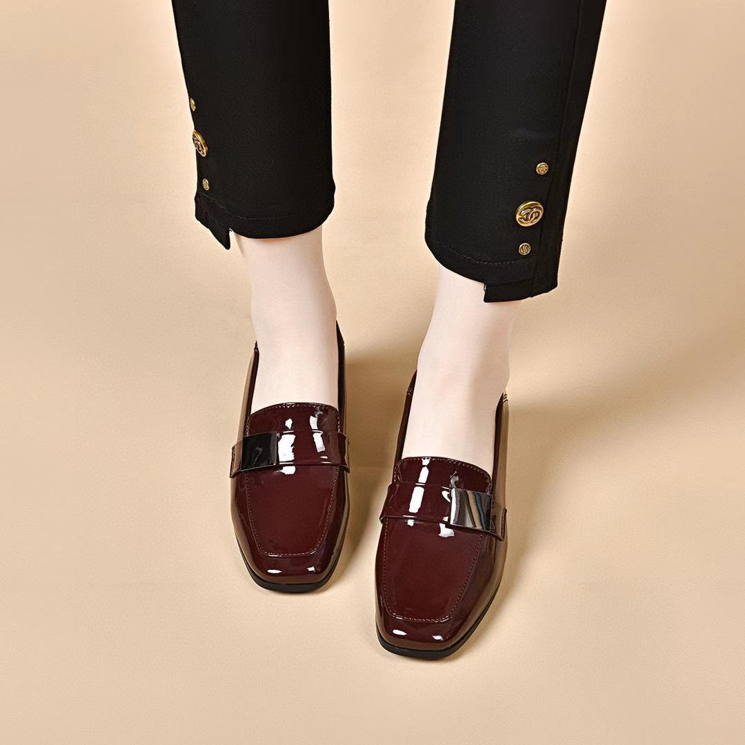 

Женские туфли-лодочки с квадратным носком, весенние новинки, с мелким вырезом, квадратной пряжкой, на плоской подошве, на низком каблуке, простые, темпераментные, рабочие туфли 40 бордовый