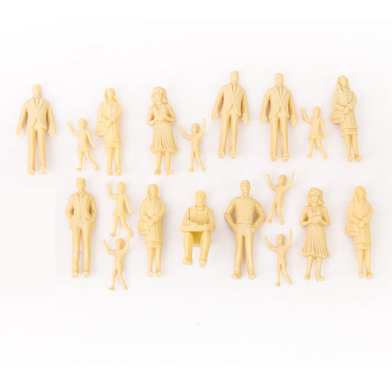 100pcs Modelos de Paisaje de Tren Sin Pintar Personas Figuras 1:75