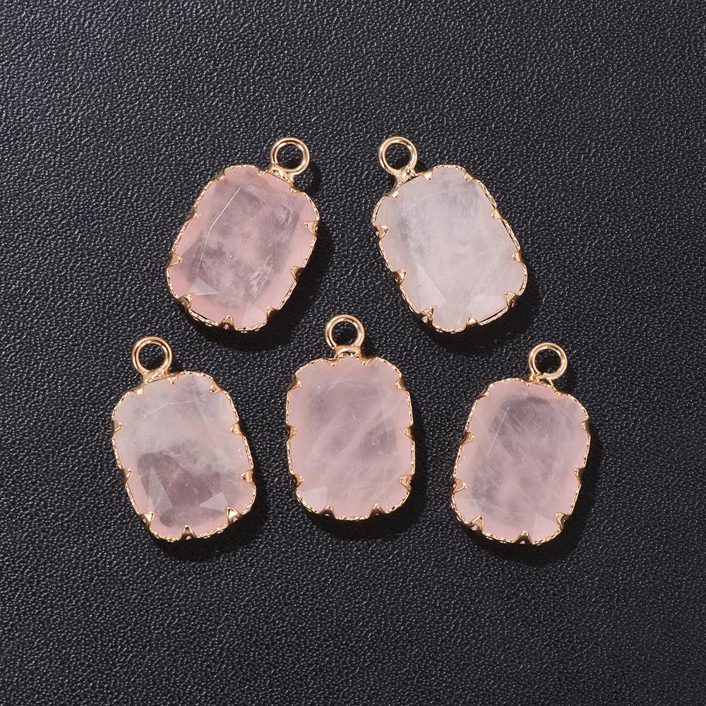 2pcs Natural Stone Pendant Quartz Lapis Chalcedony Amethysts Tiger Eye Stone Connector Charm For Making Necklace Bracelet