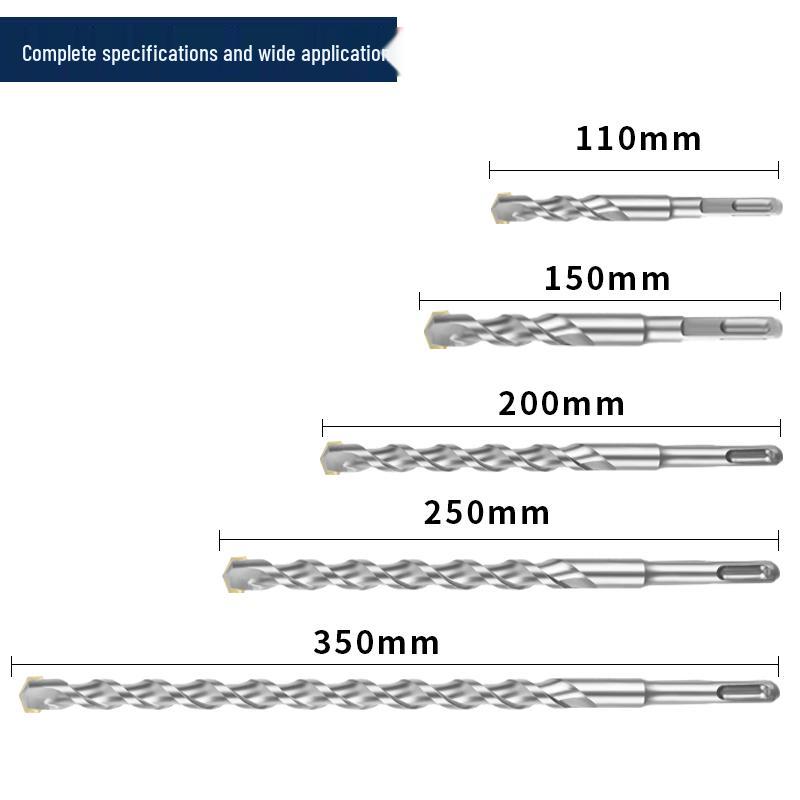 Square Shank 4-Flute Impact Drill Bit for Concrete, Round Shank 2-Flute Hole-Enlarging Drill Bit 150MM