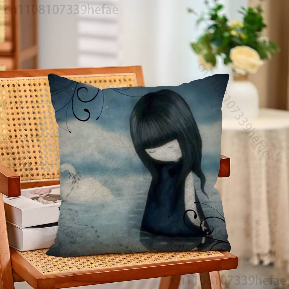 SSantoro GGorjuss Funny Pillow Case Antidustmite Pillowcase Invisible Zipper Silky Short Plush Sofa Cushion Cover