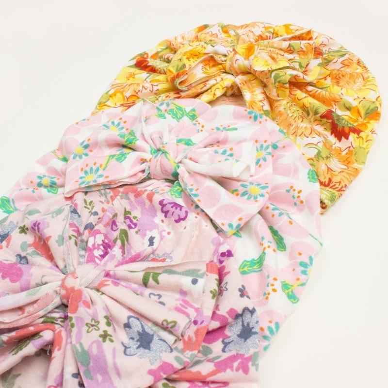 New cute children's bow pullover hat, creative printed baby hat, thin baby fetal hat