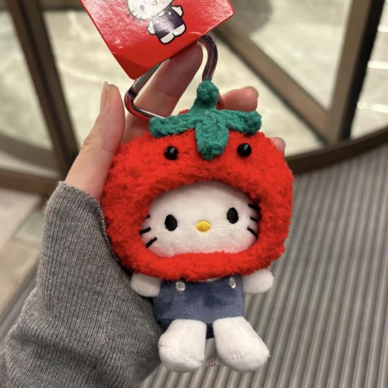 Japanese Series Sanrio Hood Hello Kitty Plush Toy Cartoon Cute Bag Pendant Decoration Keychain Phone Chain Gifts for Girls