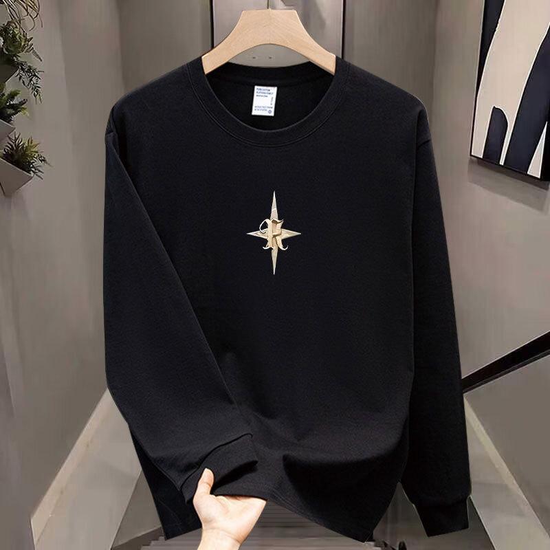 American Trendy Brand Threaded Cuffs Long-Sleeved Pure Cotton Men'S Bottoming Shirt T-Shirt Trendy Autumn And Winter Men'S And Women'S Tops