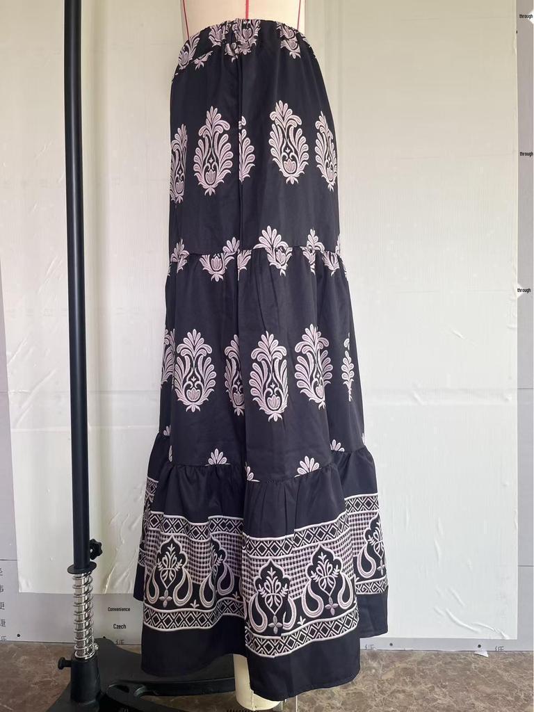 Bohemian Floral High-Waisted A-Line Skirt for Women - Casual Spring/Summer Beachwear