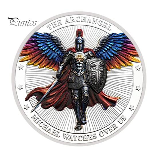 

1/3/5 шт. Монета вызова Архангела Михаила, двухсторонняя резная металлическая медаль, памятный медальон, круглая коллекционная монета, украшение для домашнего офиса и стола 1pc серебряный