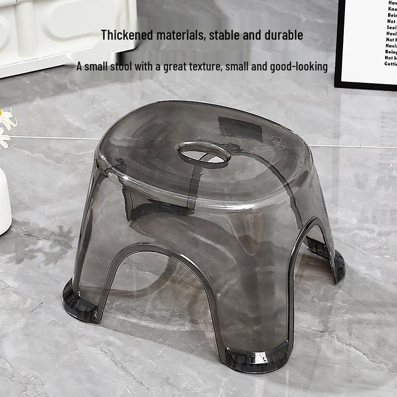 PET Transparent Thickened Low Stool - Versatile Small Chair for Living Room, Bathroom, or Coffee Table Use