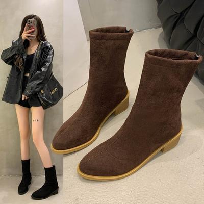 Große Stoffstiefel Damen Herbst und Winter neue Windsocken Stiefel lässige Mode Einzelstiefel Damen