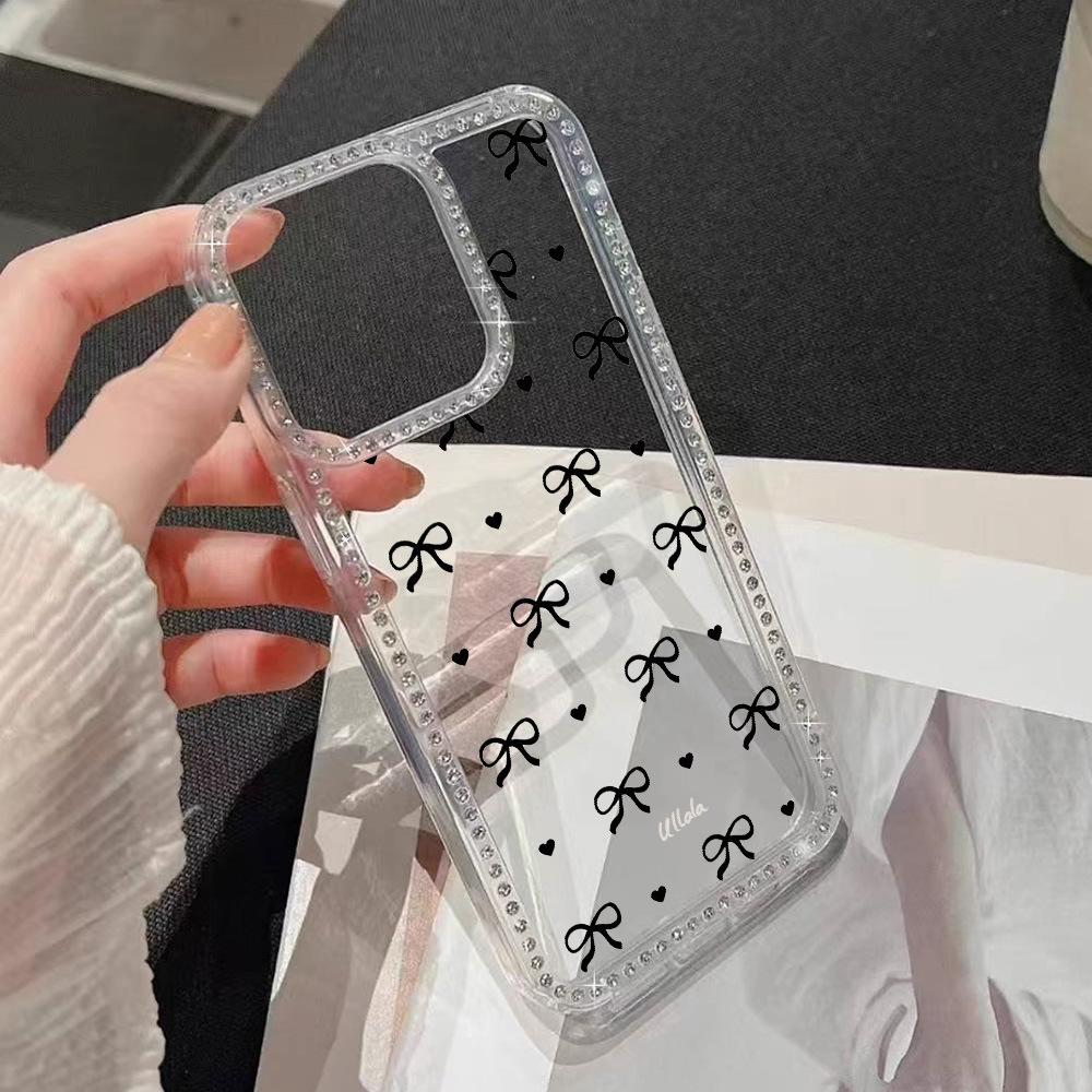 Applicable To iPhone17Pro Full Screen Love Bow Mobile Phone Case Apple 16 Advanced Sense 14/15 Niche Anti-drop