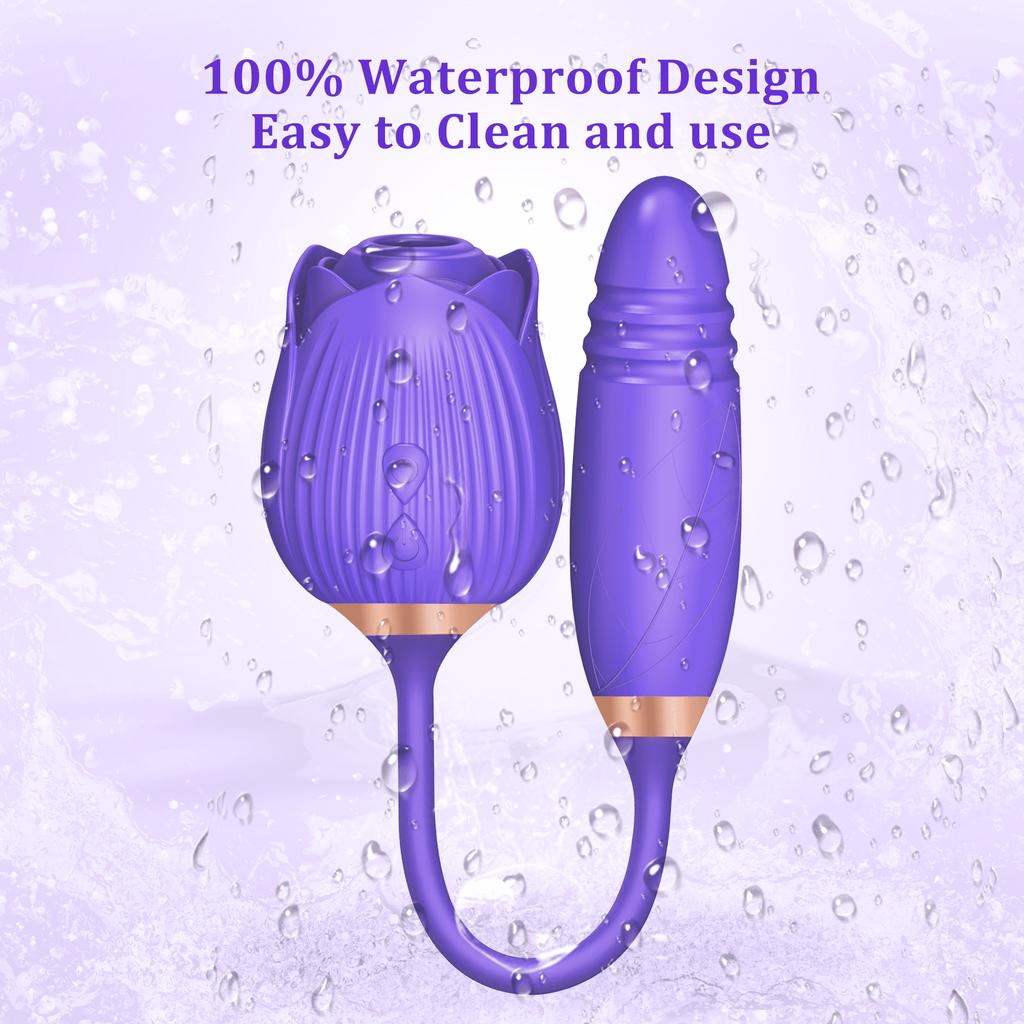 ASGE Rose Toy for Women - 2 In 1 Vibrator and Adult Sex Toys with Vibrating, G Spot Sex Accessories for Adults Couples, Red