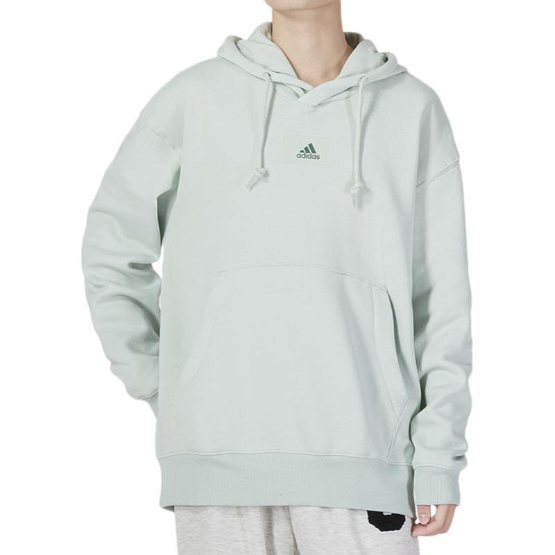 adidas Jednobarevný potisk Malé logo Mikina s kapucí a dlouhým rukávem Pánské topy Světle zelená HK2823