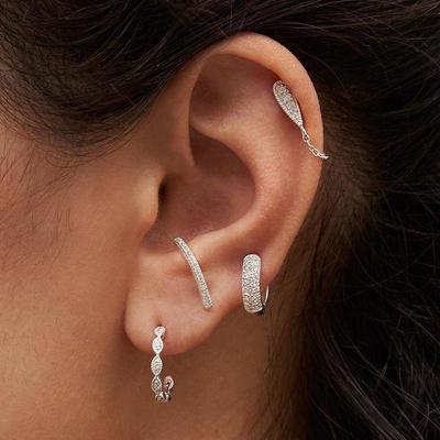Set di Orecchini a Cerchio Minimalisti Intarsiati in Zirconia: Design Trendy Europeo e Americano
