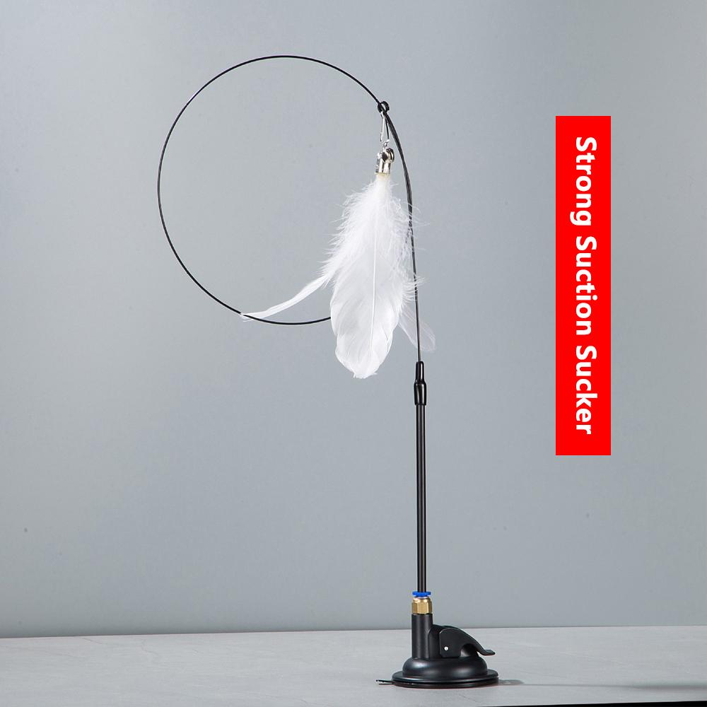 Feather Interactive Cat Toy Powerful Suction Cup Handfree Cat Stick Playing Kitten Playing Teaser Wand Toy Cat Wand Pet Supplies