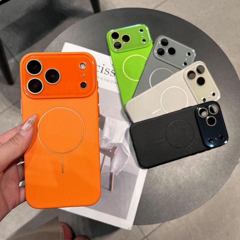 Magnetyczne Etui na Telefon o Skórzanej Teksturze Kompatybilne Z Iphone Obsługuje Ładowanie Bezprzewodowe Odporne na Wstrząsy Pokrowiec Ochronny