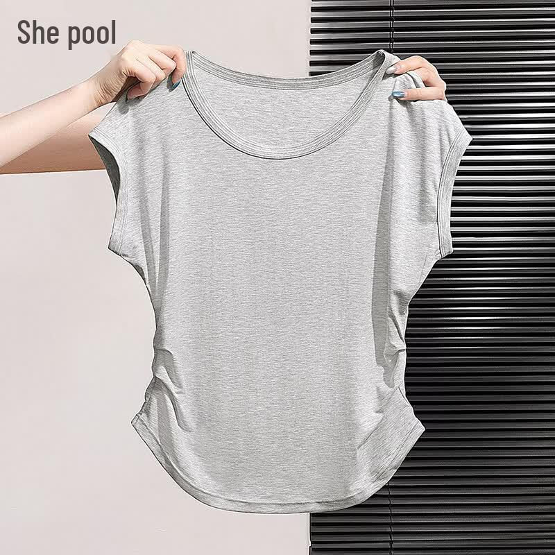 Women s Pleated Waist Casual T-Shirt L