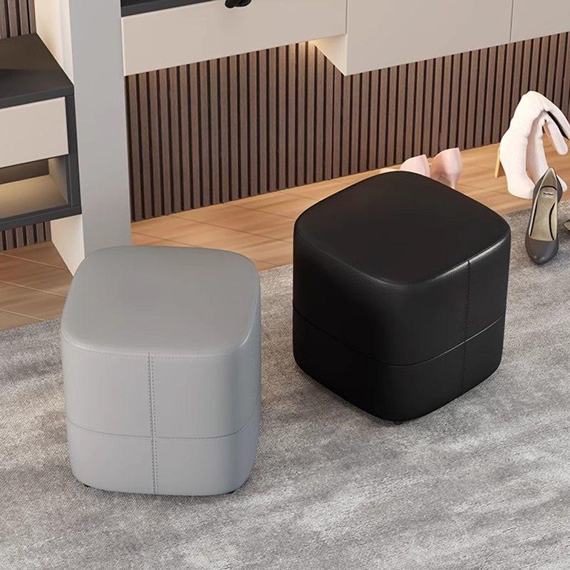 Leather low stool, simple sofa stool for home use, bedroom dressing stool, living room square stool, soft bag small stool