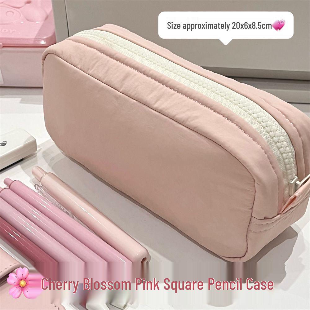 Sea Salt Blue Large Capacity Japanese-Style Pencil Case - Simple, Solid Color Student Stationery Bag