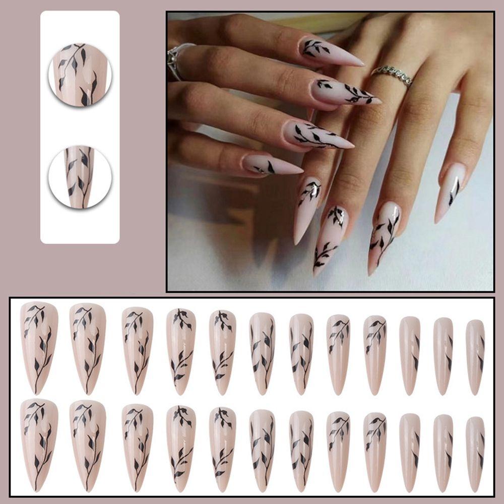 Artificial Nail Tips Full Cover Almond Plum Blossom Stiletto False Nails Fake Nails Wearable