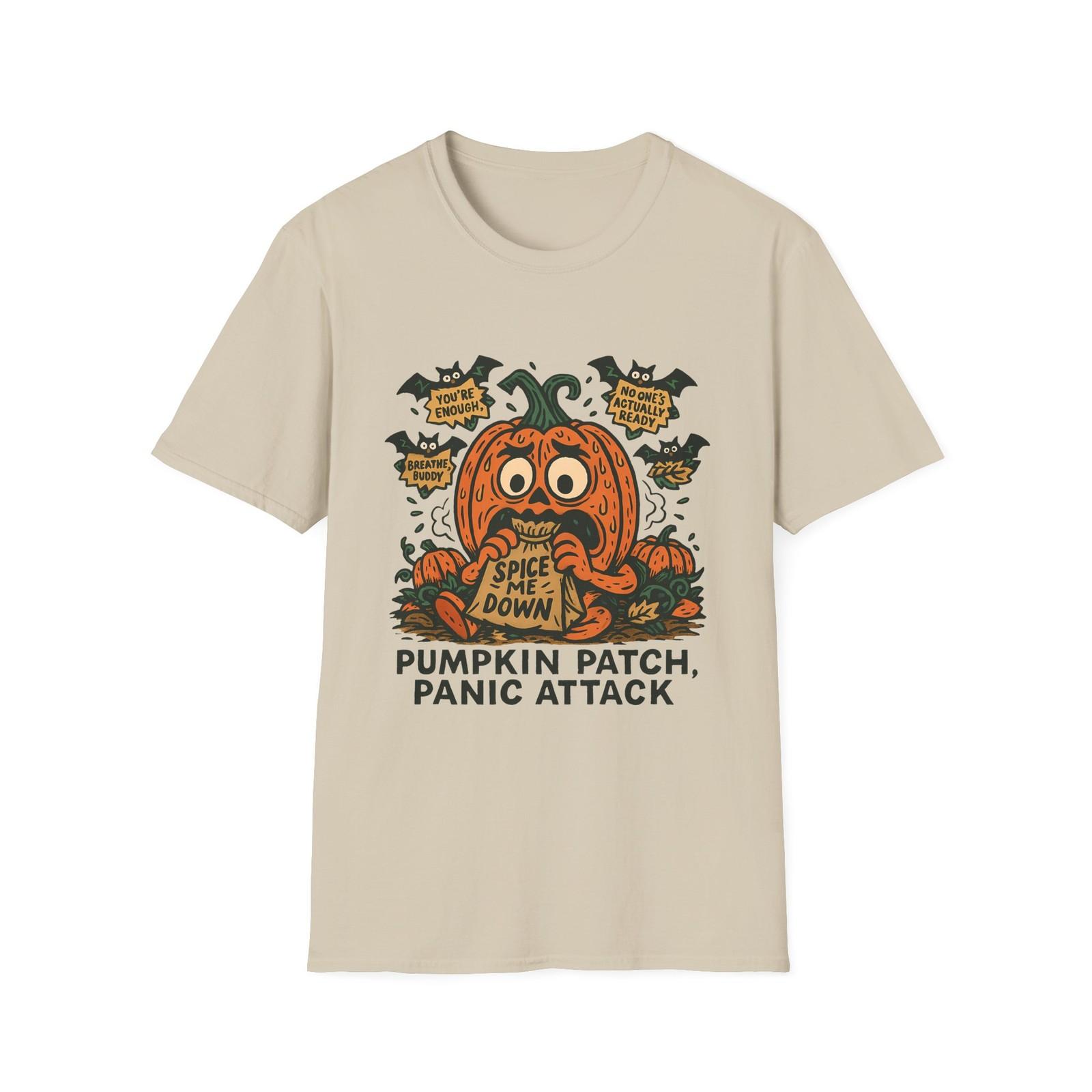 Unisex Softstyle T-Shirt Mens Womens Tees Top Anxious Jack-o’-Lantern Bats Funny Halloween Fall M