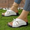New Summer Open-toe Roman Sandals Solid Color Slippers Women's Casual Beach Slippers Bow Wedge Heel Slippers Slides Women