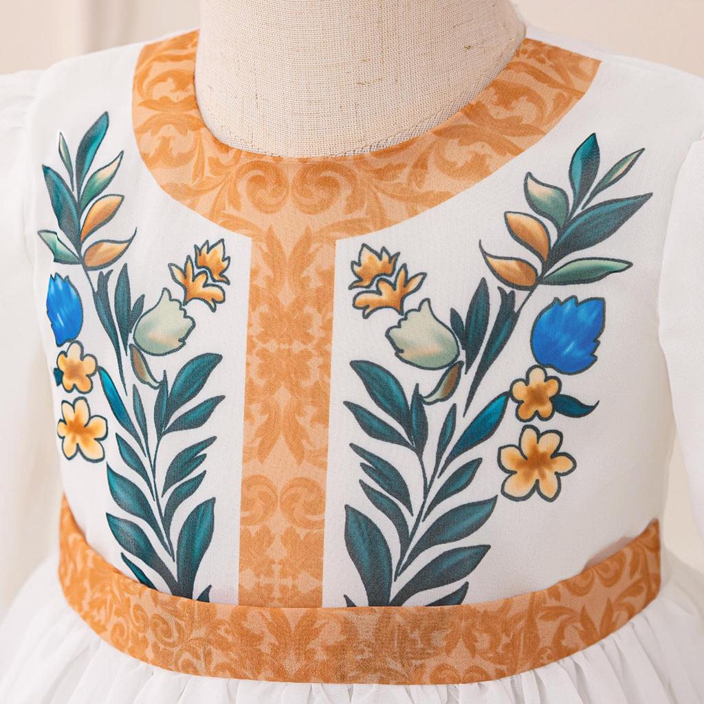 2025 Muslim Embroidered Long Sleeve Formal Dress for Children