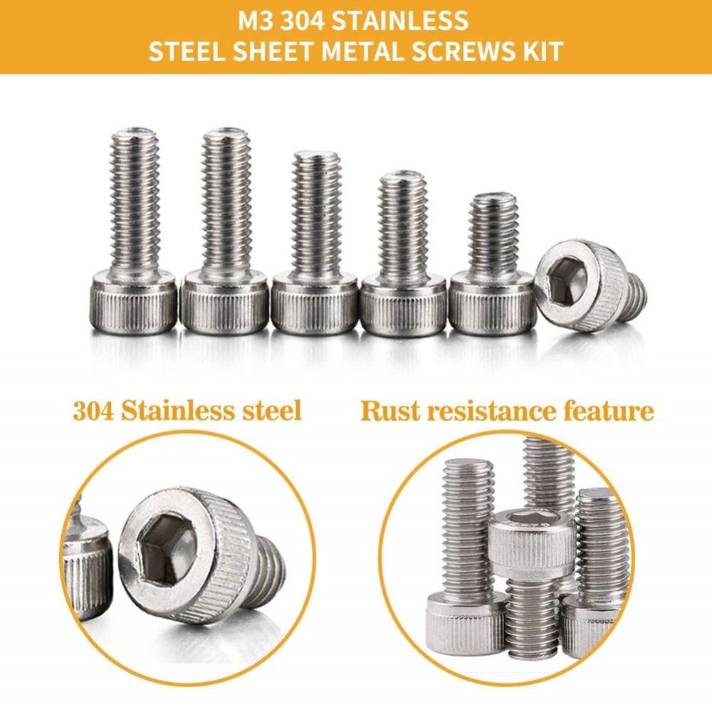 340Pcs 5/6/8/10/12/14/16/18/20mm Hex Socket Head Cap Screws Bolts and Nuts Kit  Furniture