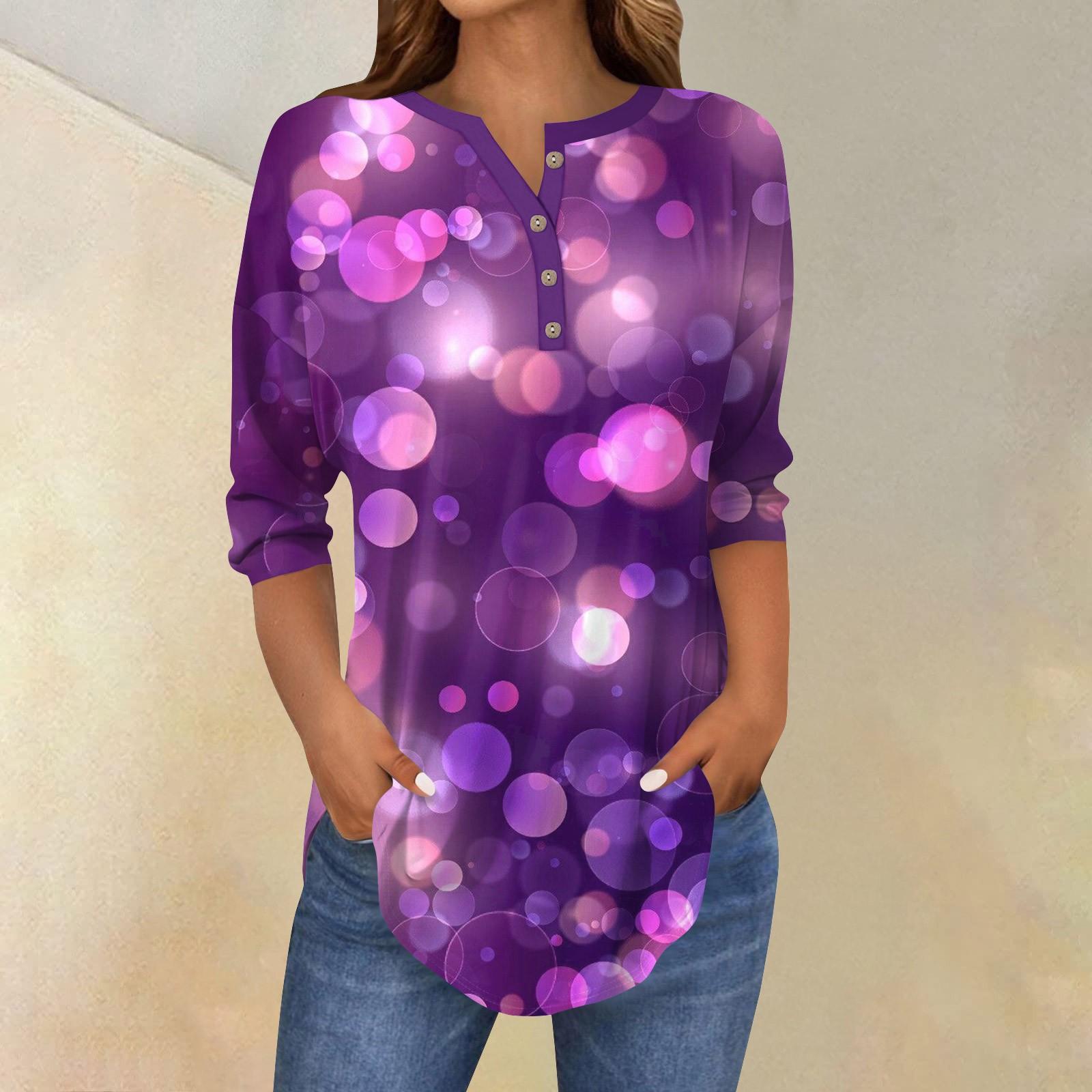 

Модний повсякденний жіночий топ із принтом і ґудзиками з рукавами 3/4 XXXL