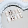30 Pcs Elegant False Nail Glittering Press On Nail French Tip Acrylic Nail Cats Eye Stick on Nail for Party