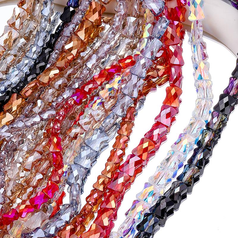 Bamboo Glass Beads AB Color Faceted Flat Curved Waist Column Crystal Loose Spacer Bead for DIY Crafts Earring Bracelet Jewelry
