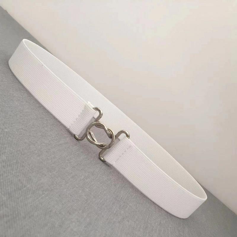 Elastic Black Chic Waist Belt For Women With Gold Round Buckle For Dresses Stylish