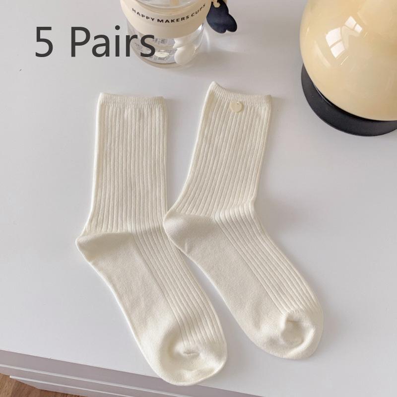 5 Paar Damen Herbstmode Neuer Stil Alles Go Shell In The Tube Stapelsocken