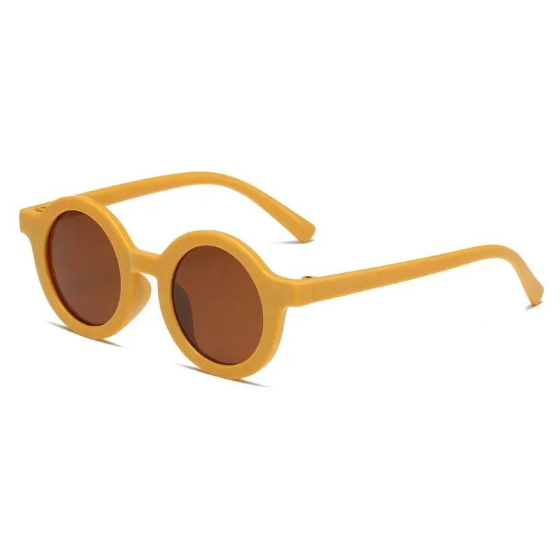 New Vintage Kids Sunglasses Frosted Round UV400 Protection Baby Girls Acrylic Fashion Glasses Outdoor Sun Safe