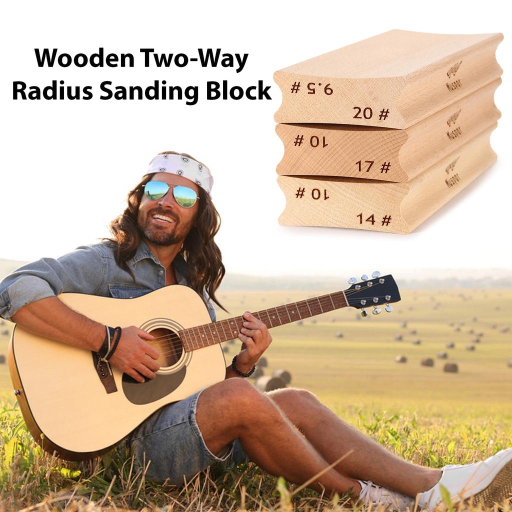 Guitar Radius Sanding Block Wooden Two Way Radius Sanding Block for Fret Leveling Fingerboard Sanding Beam Luthier Tool