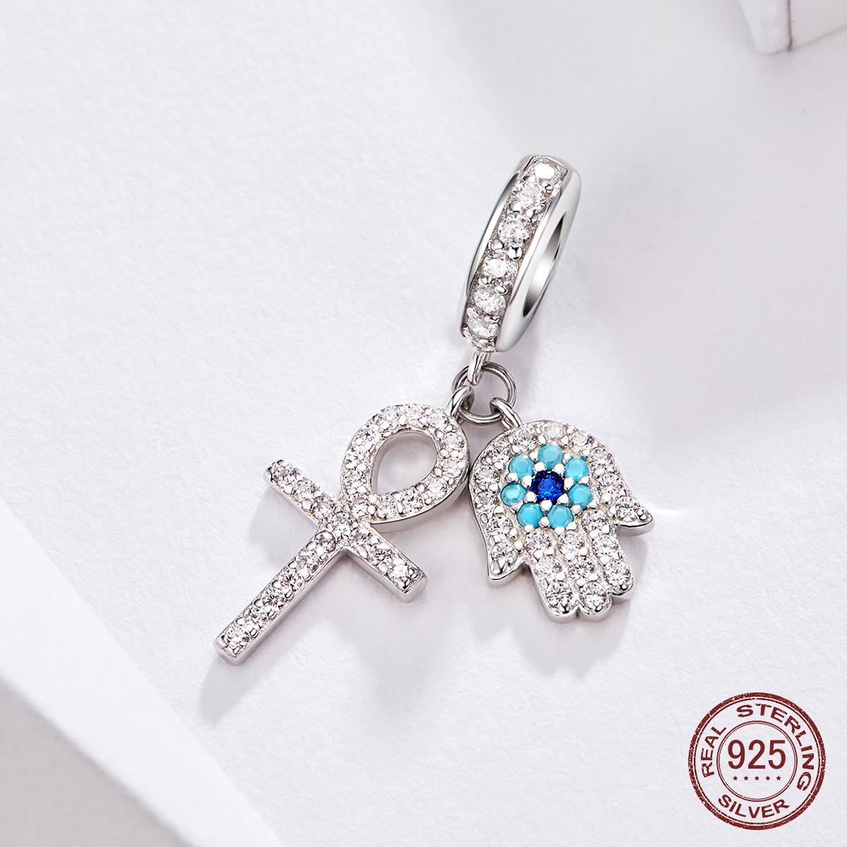 

925 стерлингового серебра Guardian Hamsa Рука Кулон Шарм для браслета Браслет Фатима Рука Опекун Ювелирные изделия для женщин