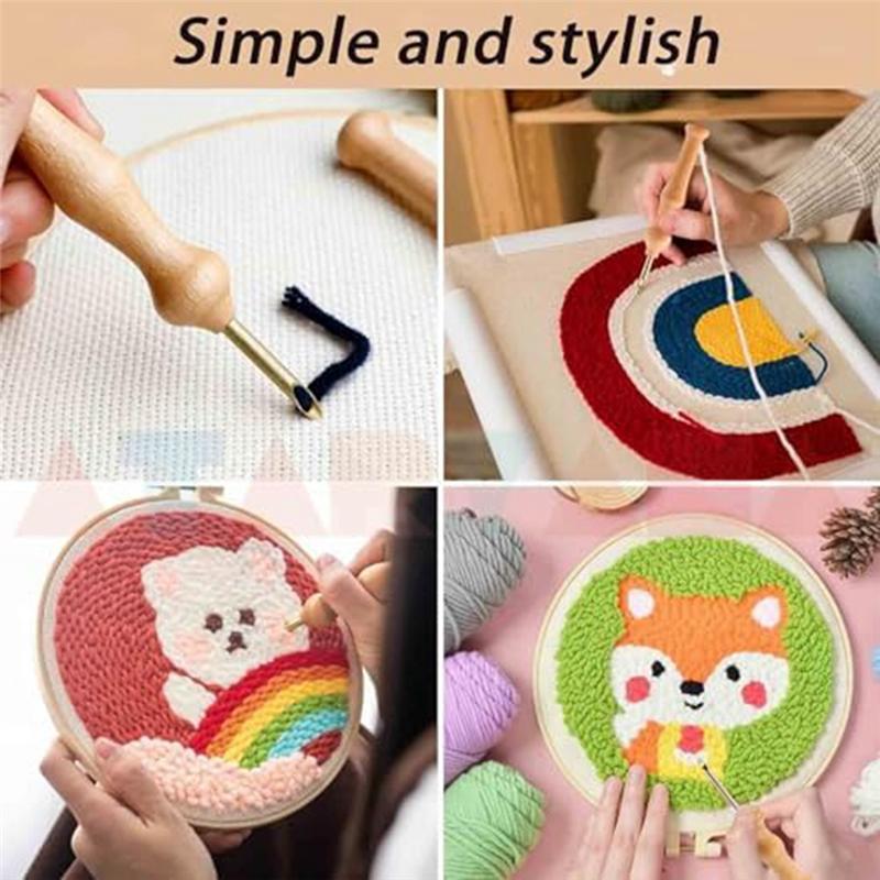 M-Modern-Easy Stitch Embroidery Stitching Punch Needles Set, Embroidery Supplies Including Punch Needle Tool