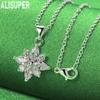 925 Sterling Silver Snowflake Zircon Pendant Necklace Fashion Wedding Jewelry