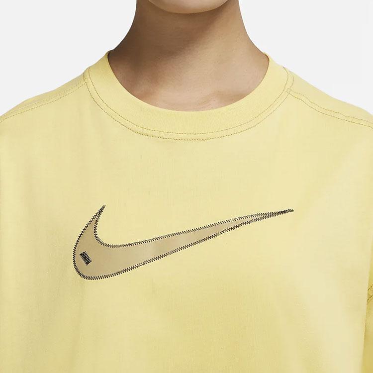 Nike SS22 Logo Print Vintage American Dopamine Sport Casual Breathable Round Neck Short Sleeve Drop Shoulder T-Shirt Women Tops DM6212-304