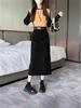 Women's High-Waist Corduroy Skirt: Retro Mid-Length with Spring/Autumn Slit & Hong Kong Style Drape.