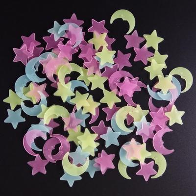 Pegatinas de Pared de Luna y Estrellas Luminosas Tridimensionales