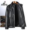 Futing Men's Winter Genuine Sheepskin Goose Down Leather Jacket