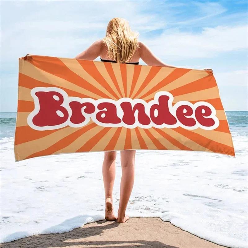 Multi Color Radial Gradient Name Towel Font Personalized Beach Towel Bath Towel Pool