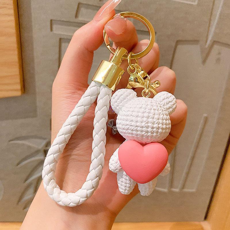 Lovely Bear Keychain Cute Bear Fashion Keychain Couple Gift Women Bag Phone Doll Pendant Car Keyring Figure DIY Jewelry Trinket
