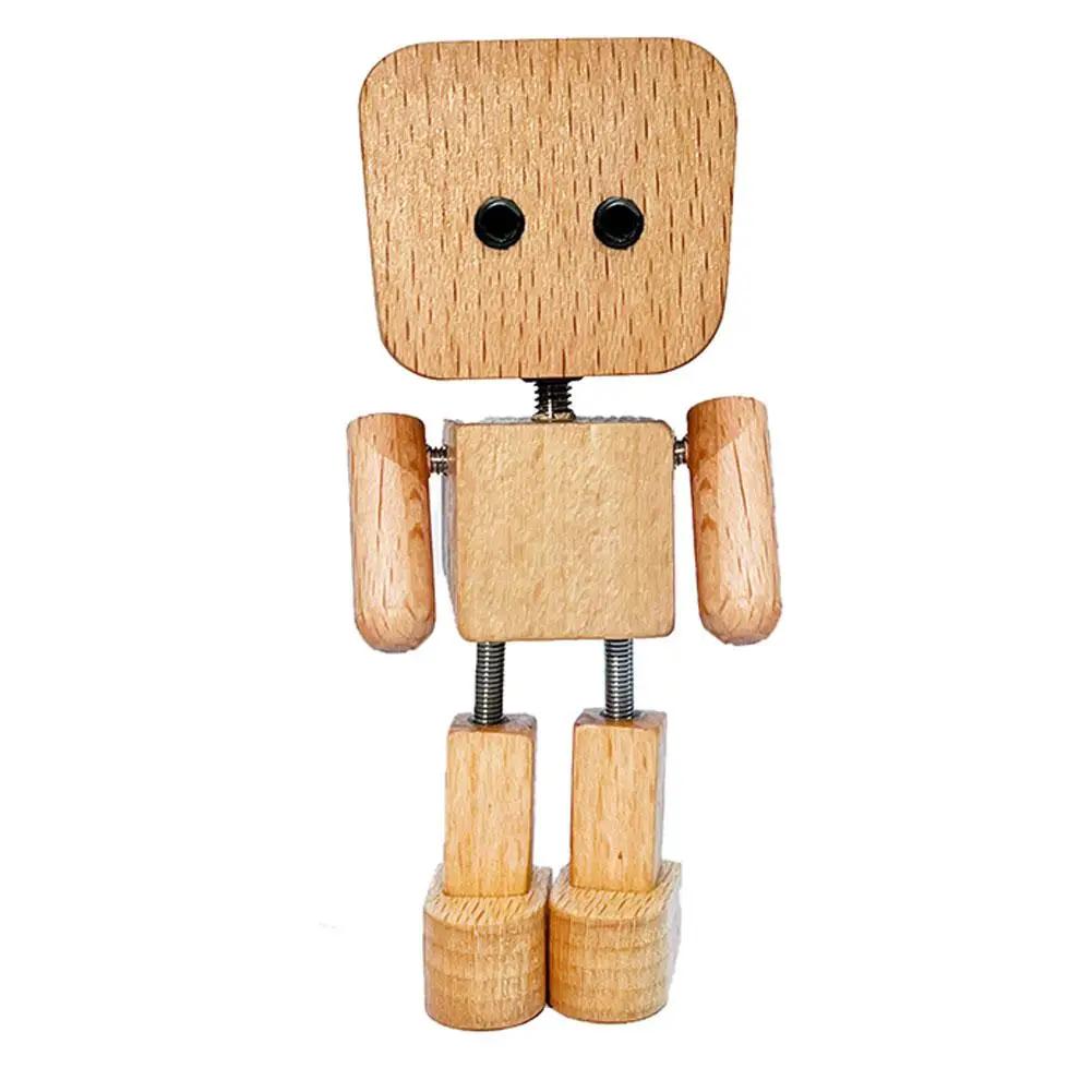 Shaking Wooden Man Figurine Car Dashboard Desktop Ornaments Cute Auto Creativity Interior Stress-relieving Gift Decoration A5Q3