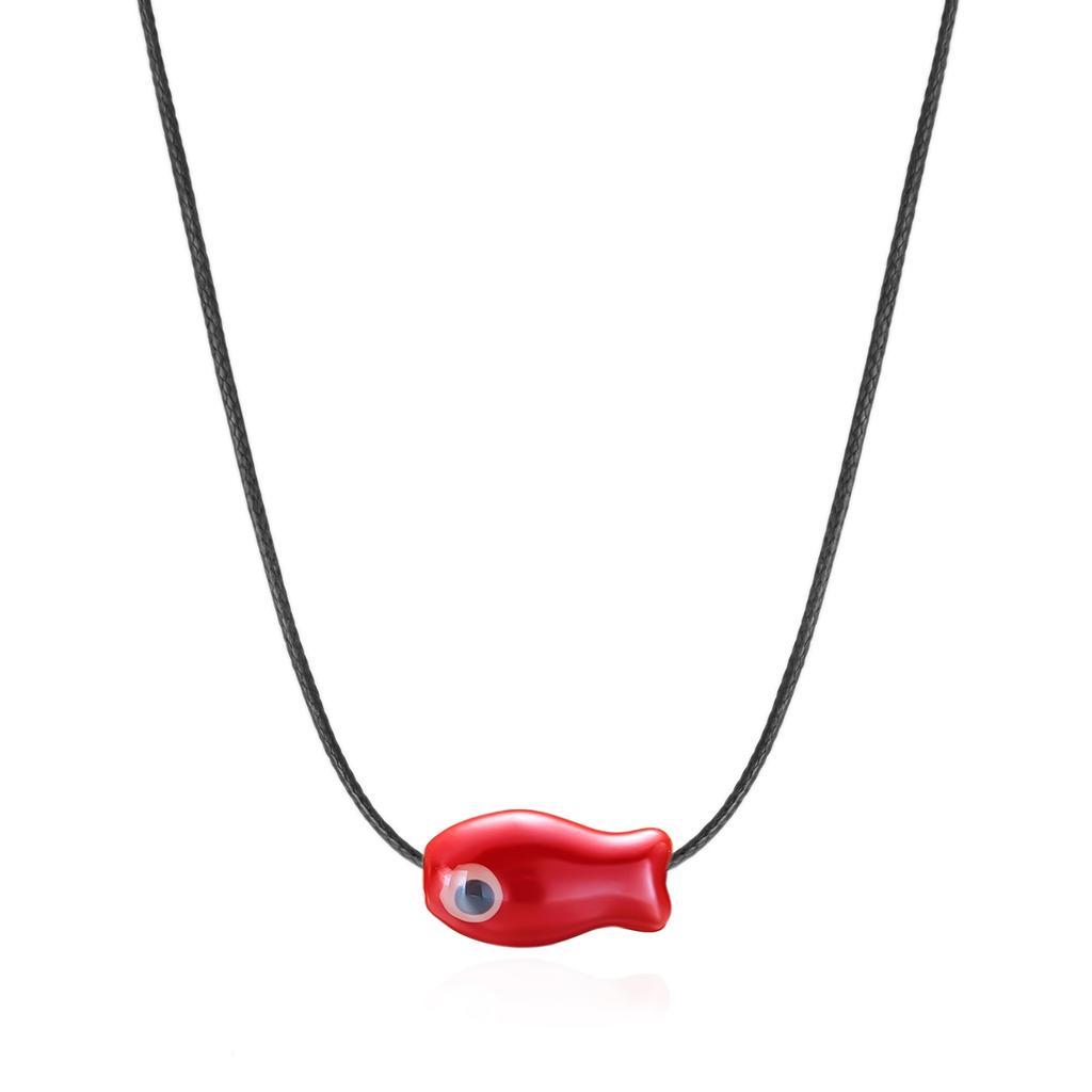 Colorful Ceramic Fish Necklace for Women Men Minimalist Romantic Small Fish Rope Braided Necklace Sweet Party Jewelry Gifts