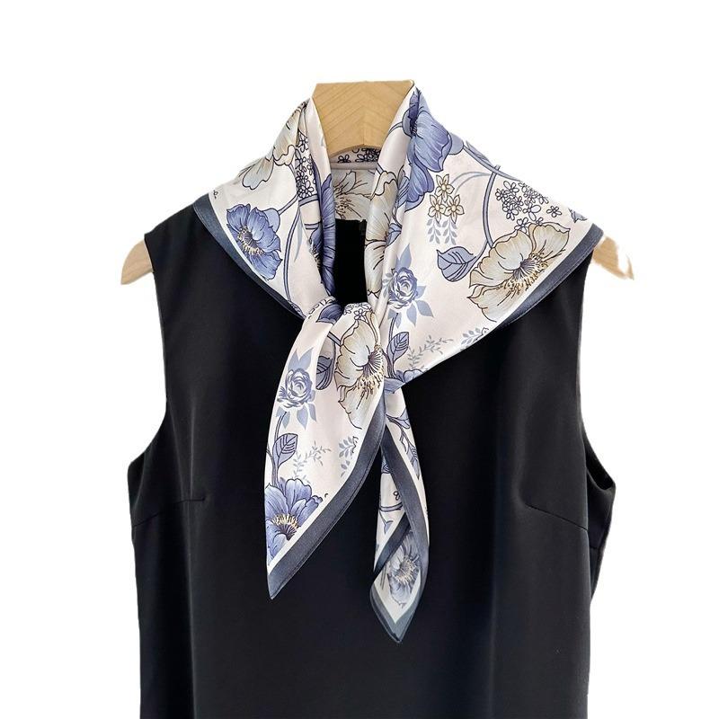 Fresh Floral Spring New Silk Scarf Women's Fashion Versatile Mulberry Silk Scarf 71 Chinese Scarf Shawl