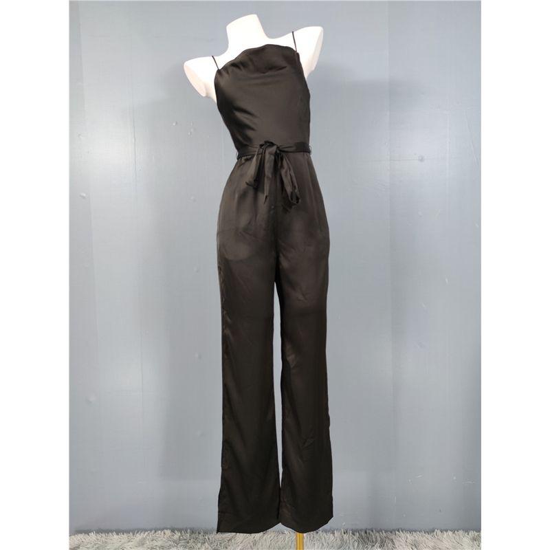 

Экспорт Одиночный H Домашний Удобный Сатиновый Воротник-качели Аура Взрослая Леди как Женщина Черный Стройнящий и Широкие Штанины Разрез Цельный Комбинезон с Поясом Black XL