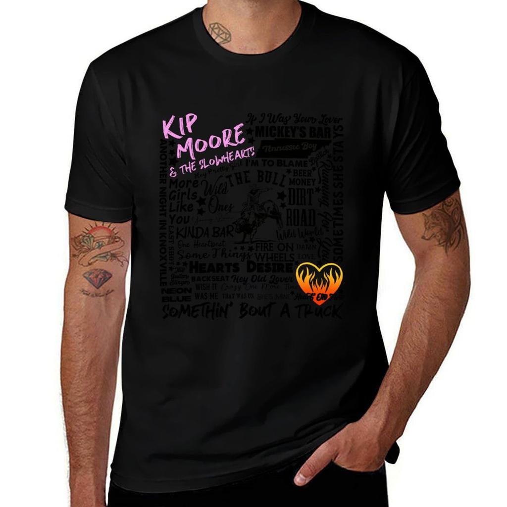 Kip Moore Song Title Word Art Collage Tshirt Quick Dry Sports Short Sleeve Tee